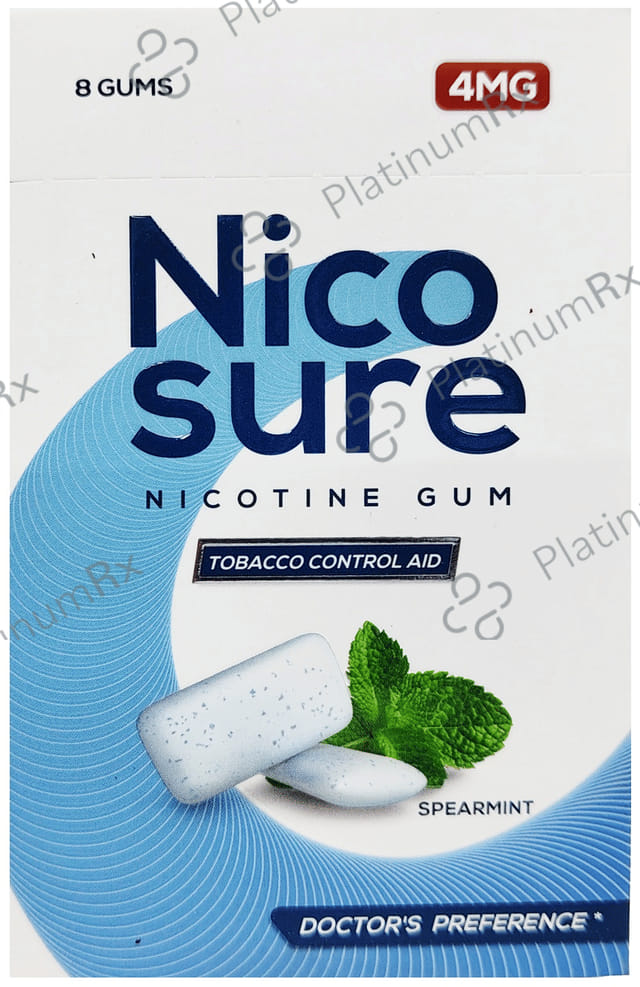 Nicosure 4mg Nicotine Polacrilex USP Gum Spearmint- Sugar Free