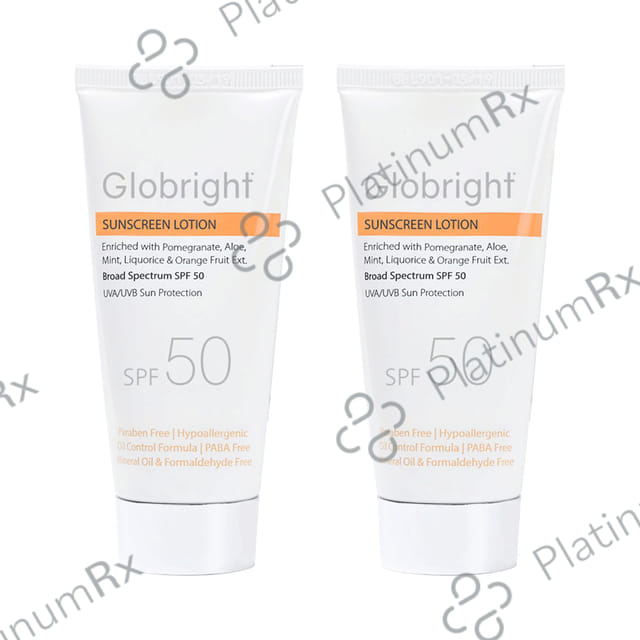 Globright Sunscreen Lotion SPF 50 (50ml Each) 2 Tube
