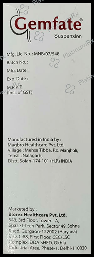 Gemfate Oral Suspension Sweet Orange Sugar Free