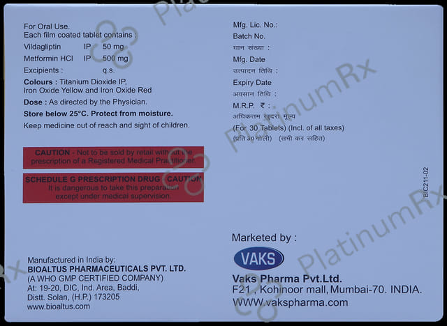 Vildamit M 500mg/50mg Tablet