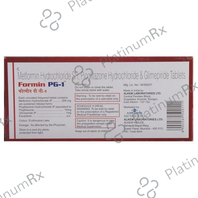 Formin PG 1/500/15mg Tablet SR 15s