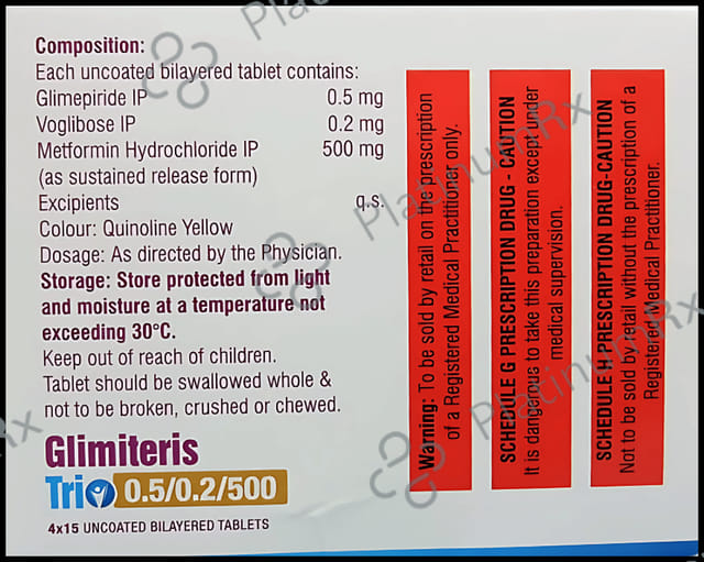 Glimiteris Trio 0.5/0.2/500mg Tablet SR 15s