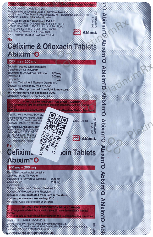 Abixim O 200/200mg Tablet 10s