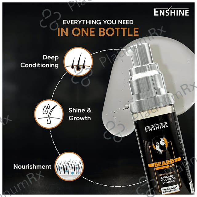 Enshine Beard Oil with Argan Oil, Almond Oil & Vitamin E for Nourished & Shiny Beard