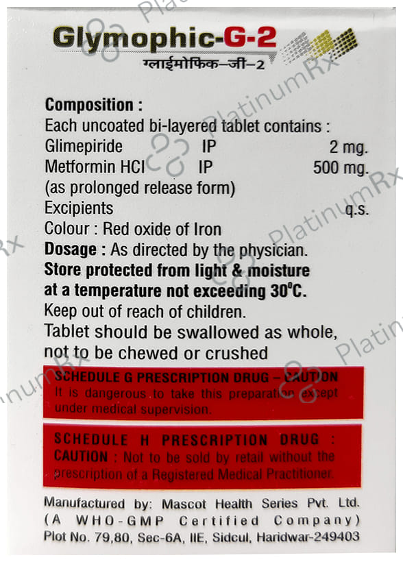Glymophic G 2/500mg Tablet PR 10s