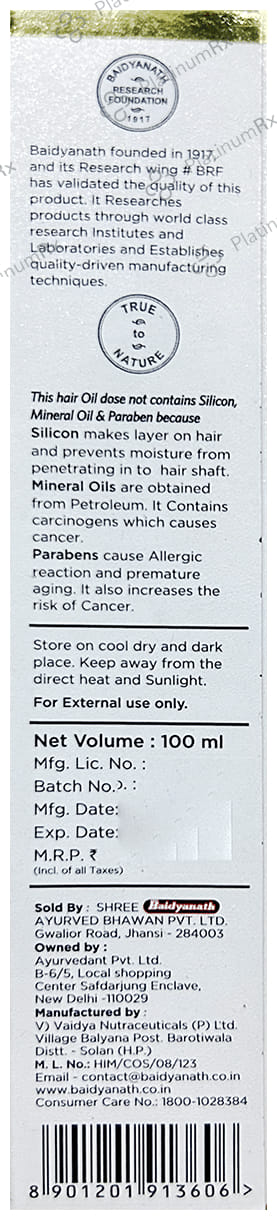 Baidyanath (Jhansi) Ayurvedant Herbal Hair Oil Ayu Almond Non Sticky