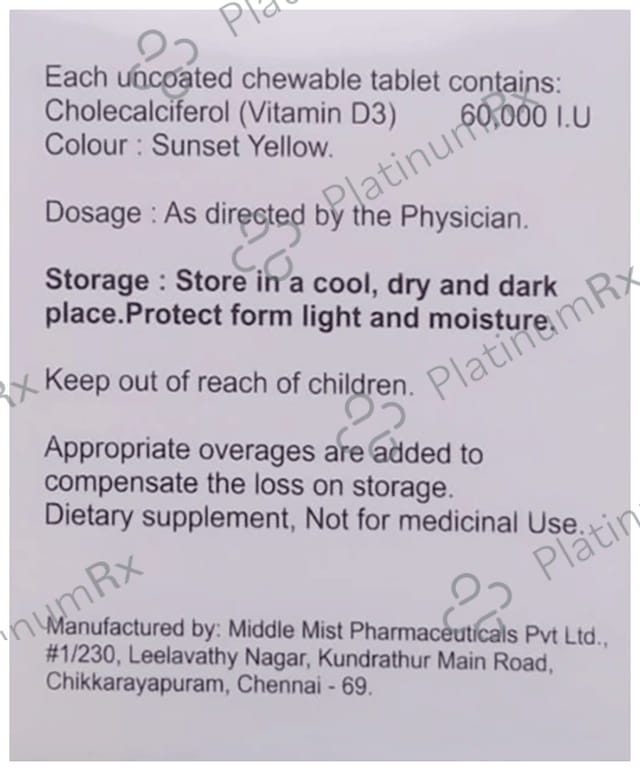 D Max D3 60K Chewable Tablet 4s