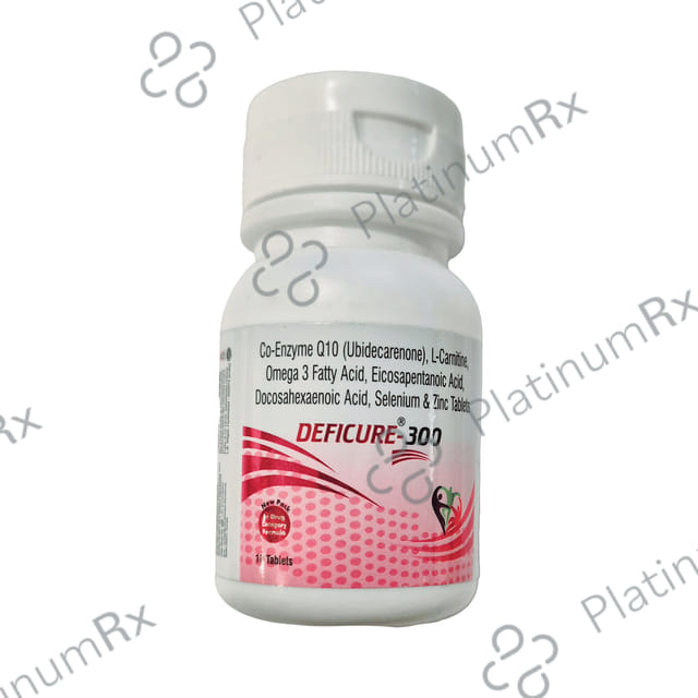 Deficure 300 Tablet with CoQ10, L-Carnitine, Omega-3 Fatty Acids, Selenium & Zinc Tablet