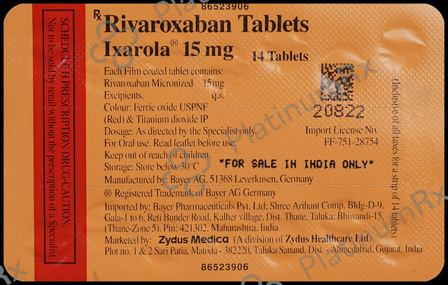 Ixarola 15mg Tablet 14s