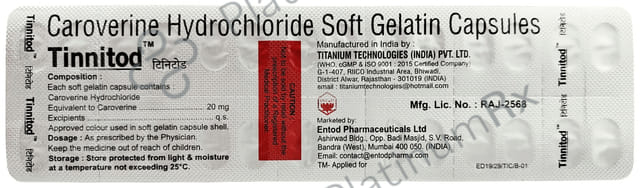 Tinnitod 20mg Capsule 28s