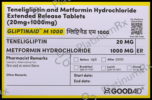 Gliptinaid M 1000/20mg Tablet ER 10s