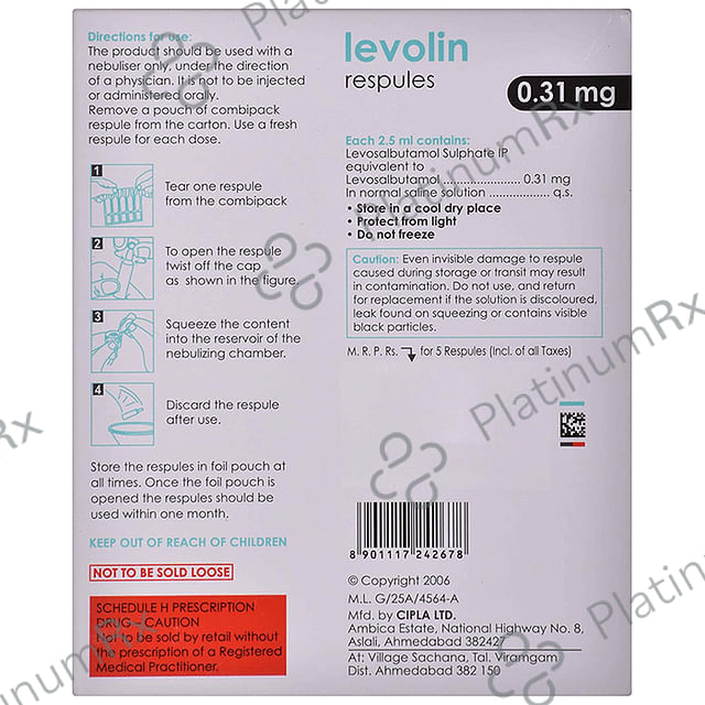 Levolin 0.31mg Respules 1s