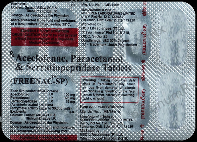 Freenac SP 100/325/15mg Tablet 10s