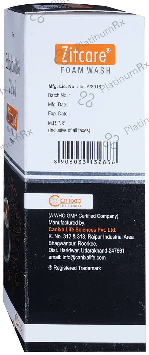 Zitcare 2% Foam Wash Gel 100ml