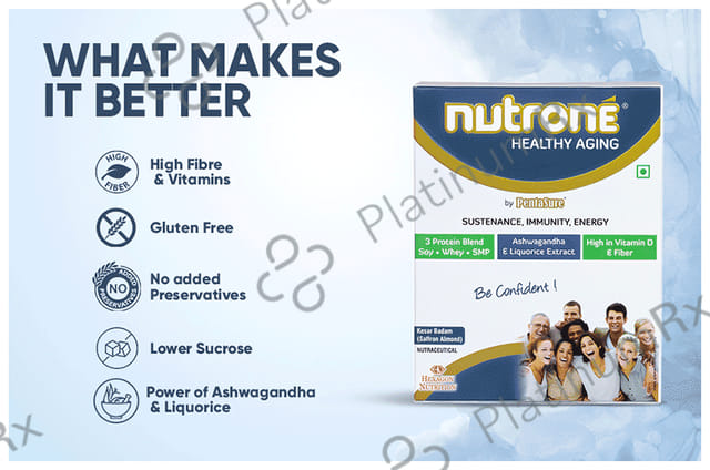 Nutrone Healthy Aging 3 Protein Blend Powder Kesar Badam with Shaker Free