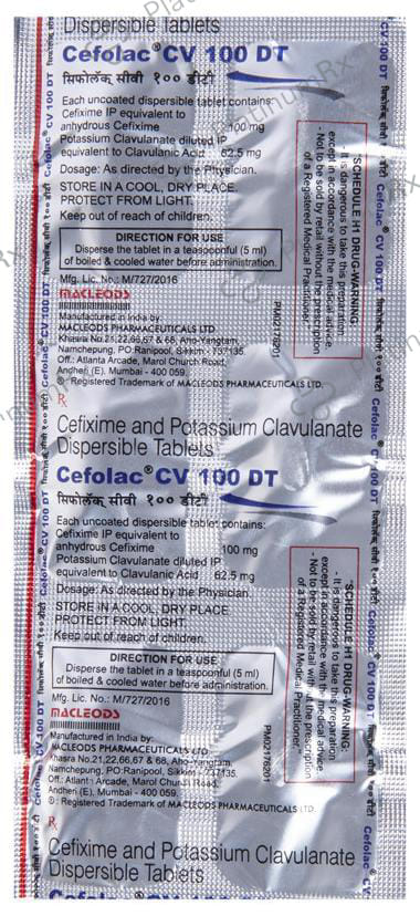 Cefolac CV 100/62.5mg Tablet DT 6s