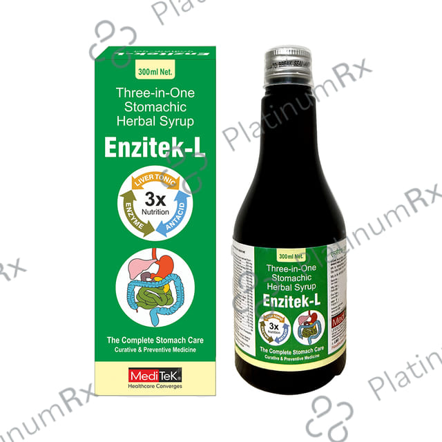 Meditek Enzitek-L Syrup for Indigestion , Acidity & Gas (300ml Each) 1 Bottle