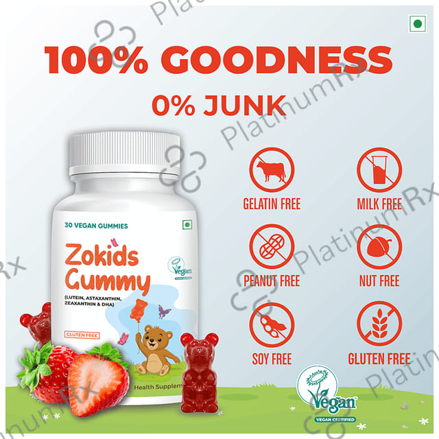 Zokids Gummy Strawberry Gluten Free