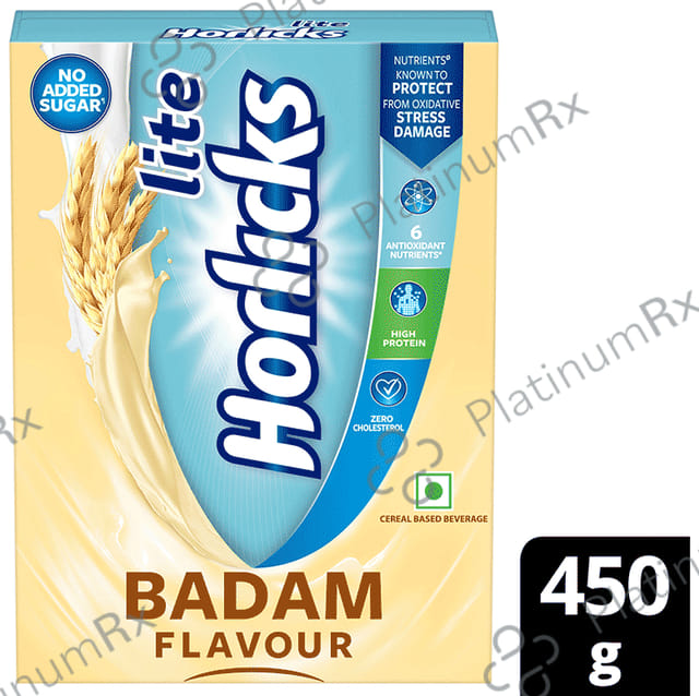 Horlicks Lite with Antioxidant Nutrients, Protein & No Added Sugar for Stamina, Bones, Immunity & Growth Powder Badam