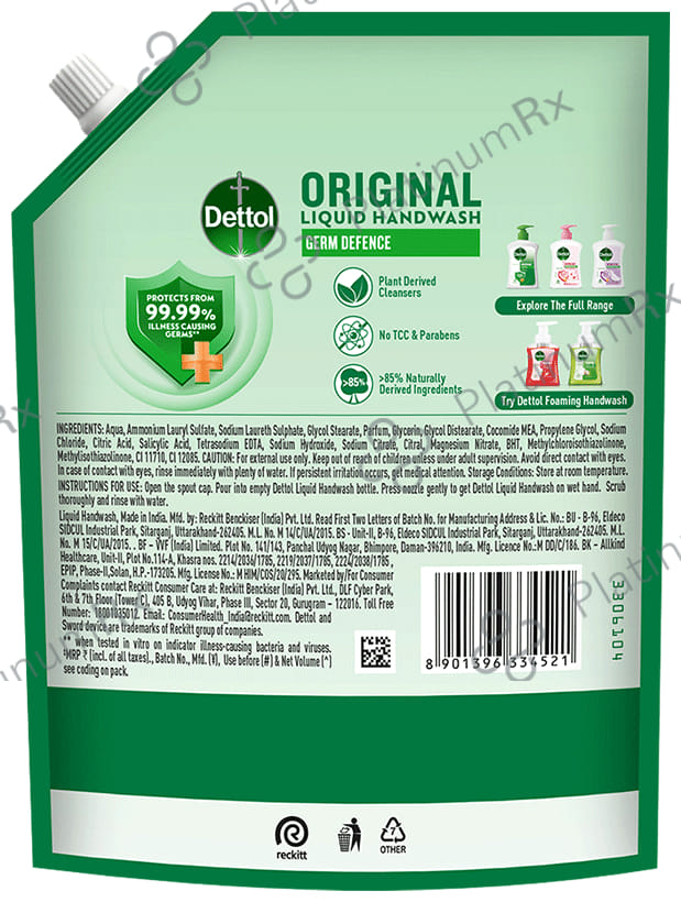 Dettol Liquid Handwash Refill Original Liquid 1500ml