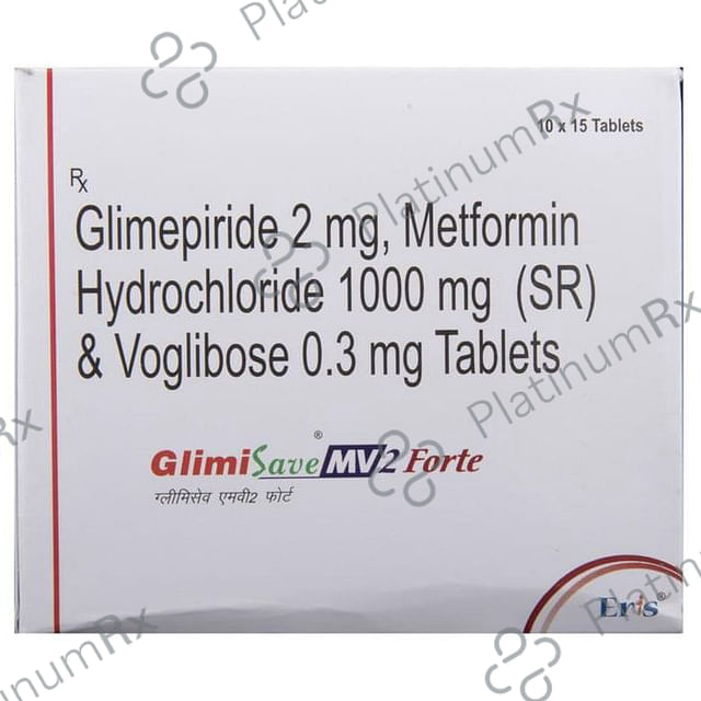 Glimisave MV2 Forte 2/1000/0.3mg Tablet SR 15s