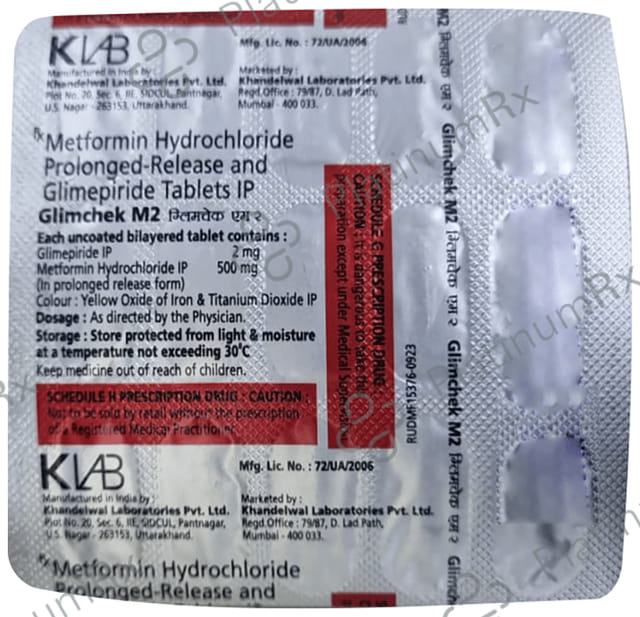Glimchek M 2/500mg Tablet PR 15s
