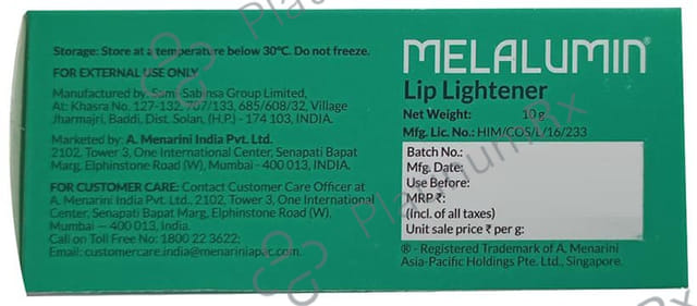 Melalumin Lip Lightener SPF 15 Balm 10gm