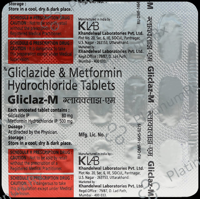 Gliclaz M 80/500mg Tablet 15s