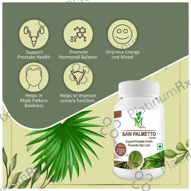 Mint Veda Saw Palmetto Vegetarian Capsules for Prostate Health and Hair Growth
