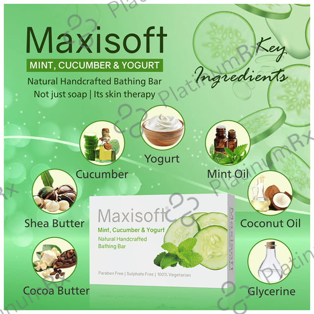 Maxisoft Mint, Cucumber & Yogurt Bathing Bar (75gm Each) 3 units