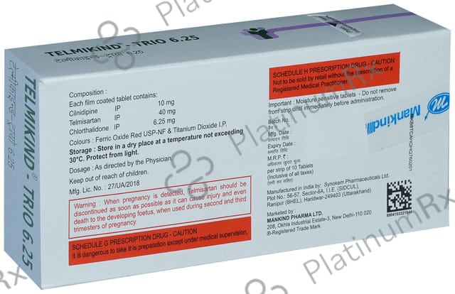 Telmikind Trio 40/10/6.25mg Tablet 10s