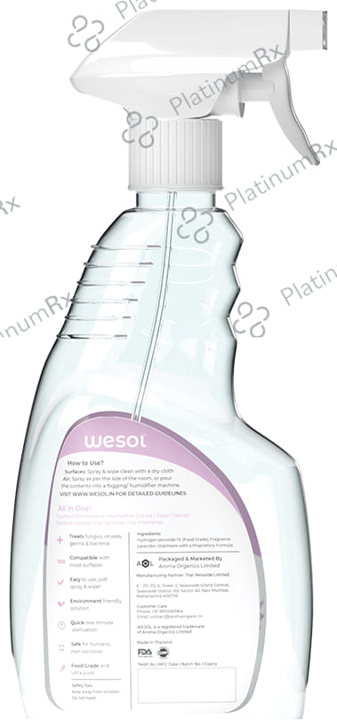 Wesol Food Grade Hydrogen Peroxide 1% All in One Multi Surface Cleaner Liquid, Disinfectant and Air Freshner Spray (500ml Each) Fresh Lavender 1 Bottle