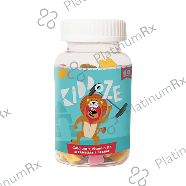 Kiddoze Calcium + Vitamin D3 Gummies Strawberry & Orange Flavour 60s