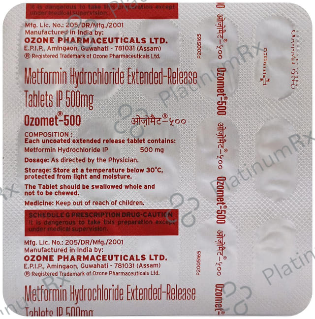 Ozomet 500mg Tablet ER 15s