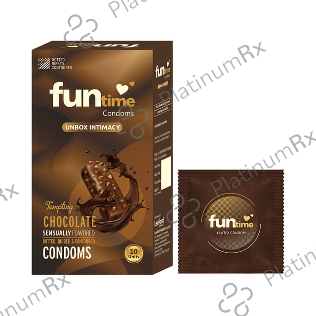 Funtime Dotted Ribbed & Contoured Chocolate Flavour Condom 10s