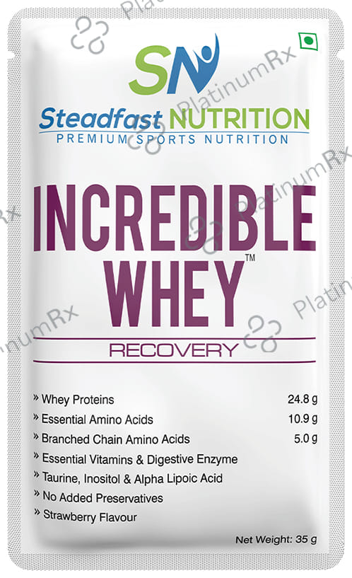 Steadfast Nutrition Incredible Whey Recovery Sachet (35gm Each) Strawberry 60 Sachets