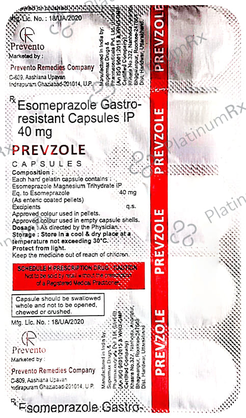 Prevzole 40mg Capsule 10s