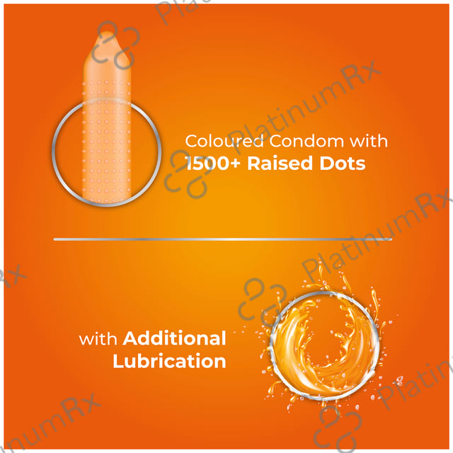 Skore Flavored Dotted & Coloured Orange Flavour Condoms 10s
