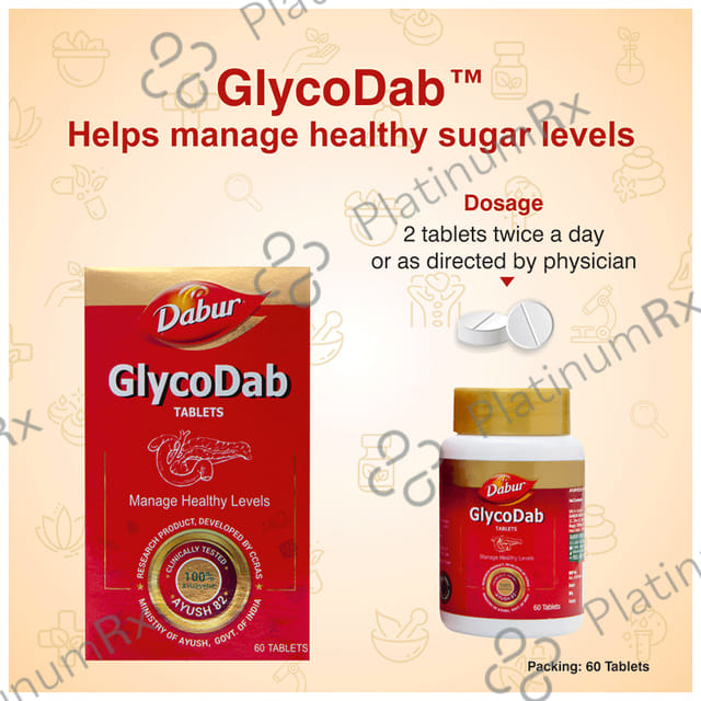 Dabur Glycodab Ayurvedic Tablets - For Blood Sugar Management & Metabolism