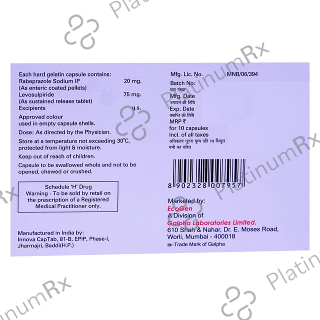 Rabigal L 75/20mg Capsule 10s