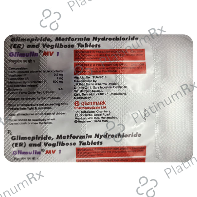 Glimulin MV 1mg Tablet ER 10s