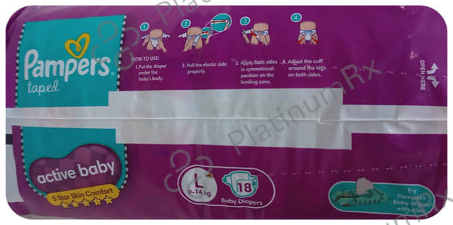 Pampers Active Baby with Comfortable Fit - Size Diaper Large 18 diapers
