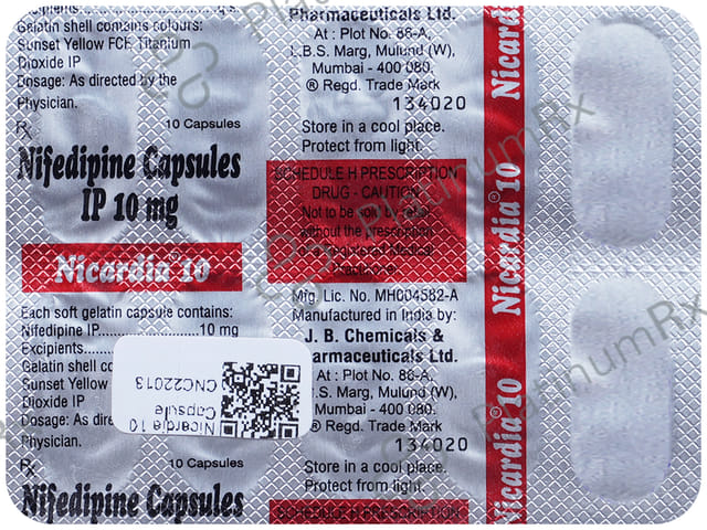 Nicardia 10mg Capsule 10s