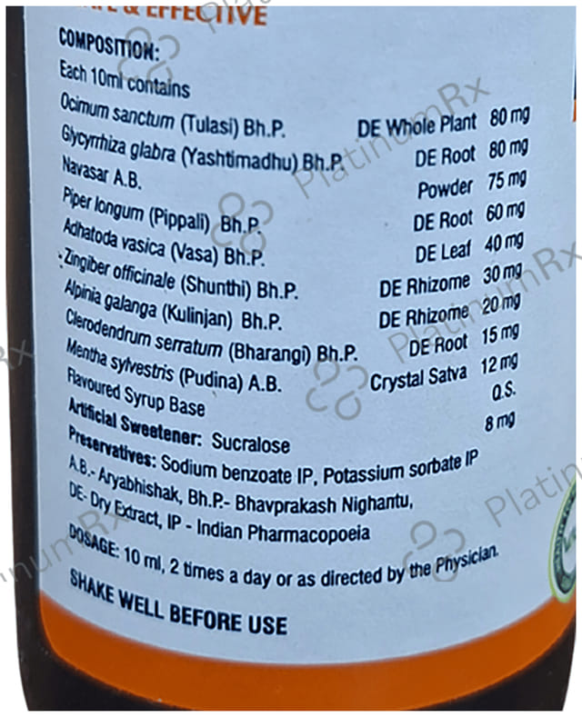 Vasu Zeal Cough Syrup 100ml