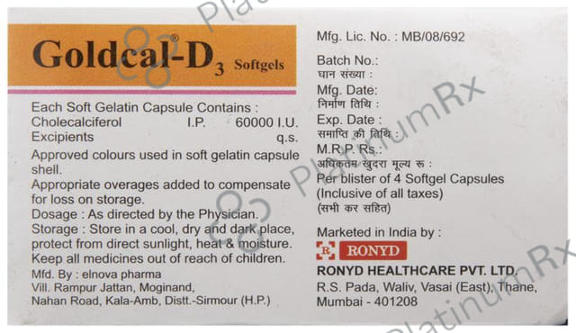 Goldcal D3 Softgels 4s