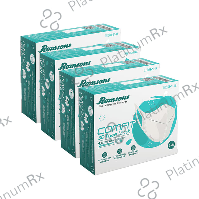 Romsons Gs-6146 Comfit 3D Face Mask (25 Each) Grey 4 units