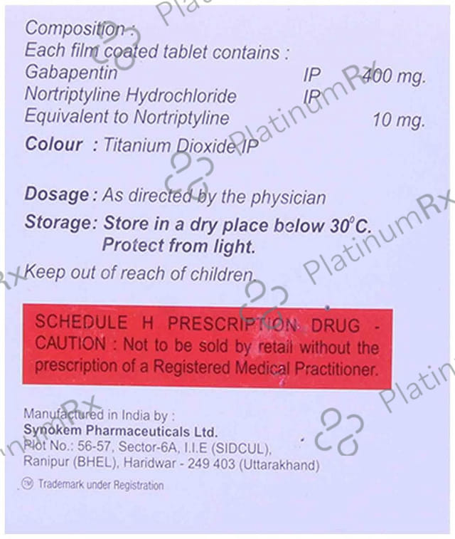 Gabiver NT 400/10mg Tablet 10s
