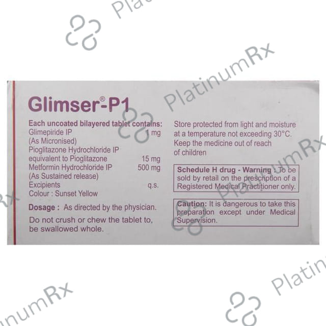Glimser P1 1/500/15mg Tablet SR 15s