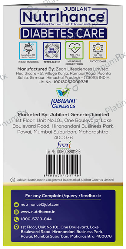 Jubilant Nutrihance Diabetes Care Sachet (35gm Each) - Gluten Free - Flavour Kesar Elaichi