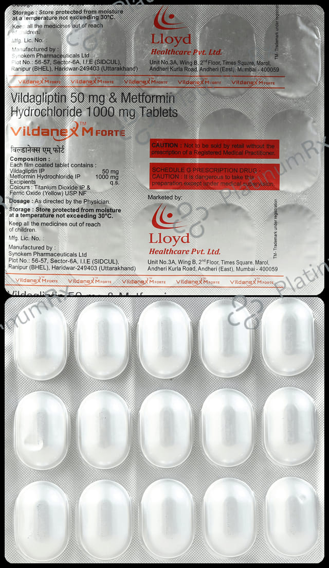 Vildanex M Forte 1000/50mg Tablet 15s